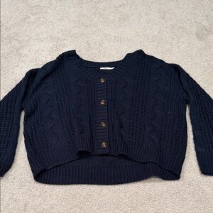 H&M Dark Blue Cable Knit Cardigan